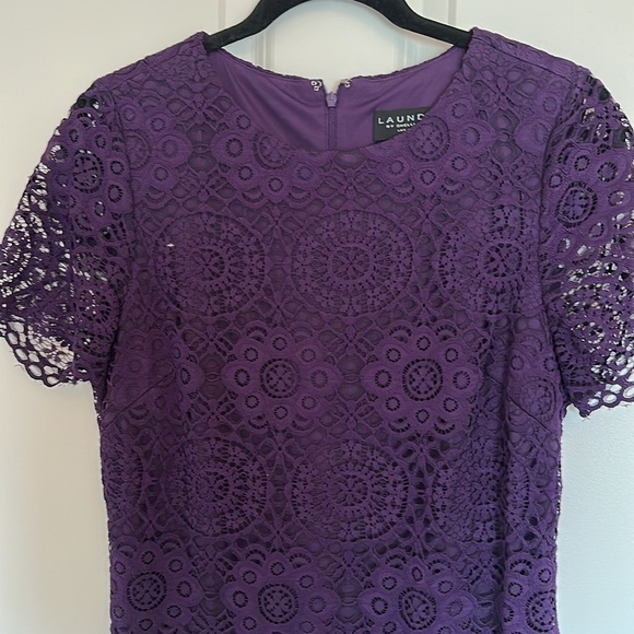 Purple lace dress laundry by Shelli segal size 12 - Picture 2 of 3